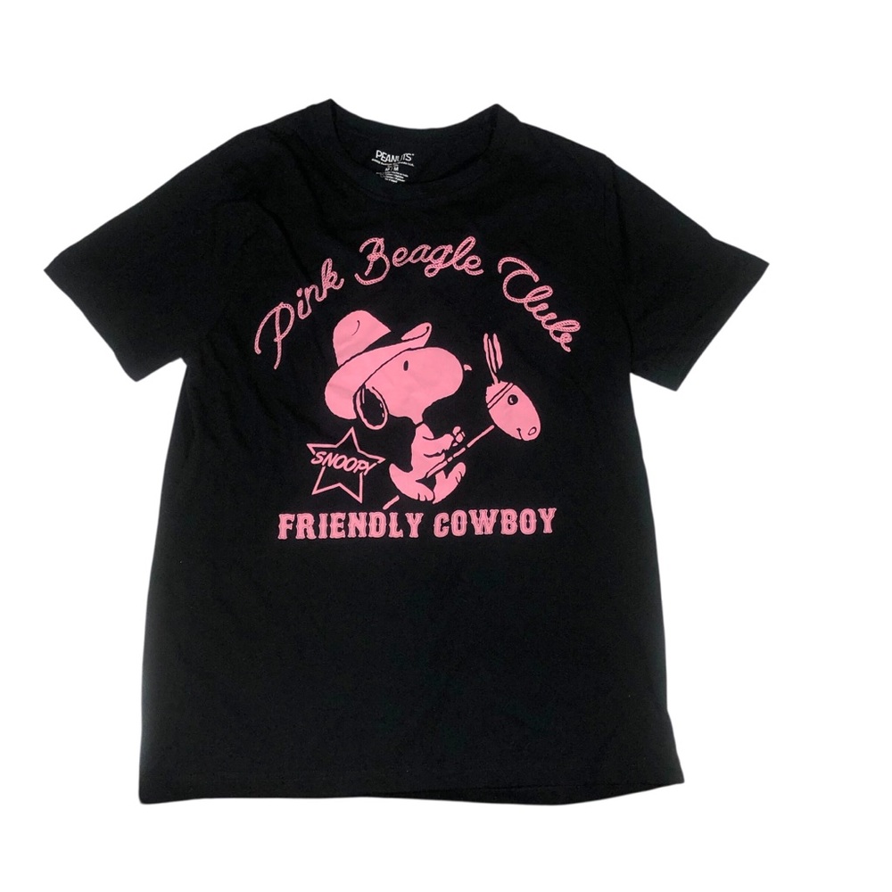 Peanuts SNOOPY Pink Beagle Club Friendly Cowboy Graphic T Shirt Medium